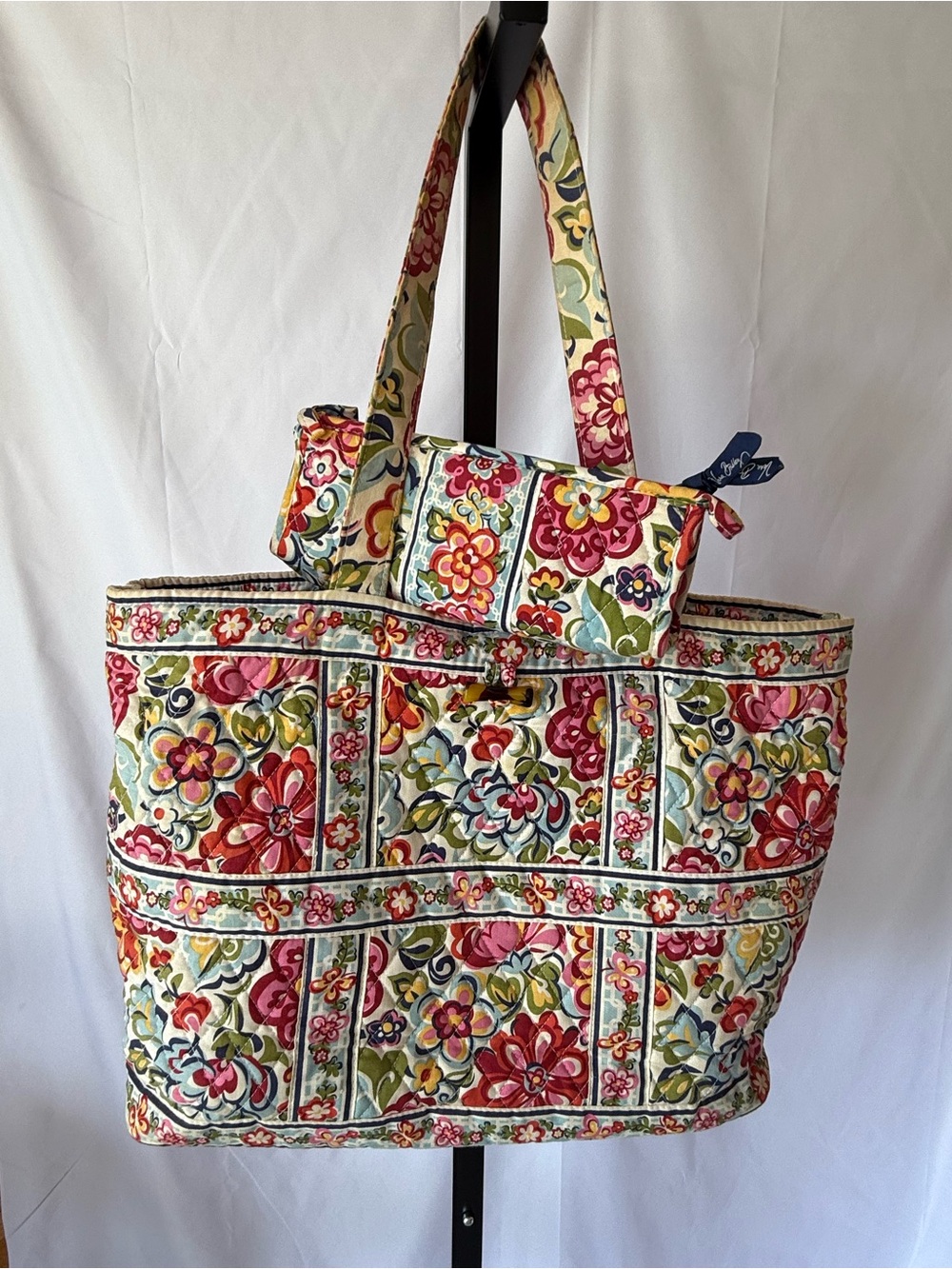 Vera Bradley quilted cotton tote bag and small zipper pouch Hope Garden pattern